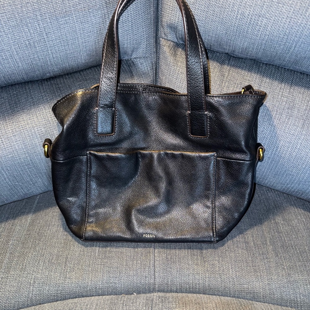 Fossil Black Leather Tote